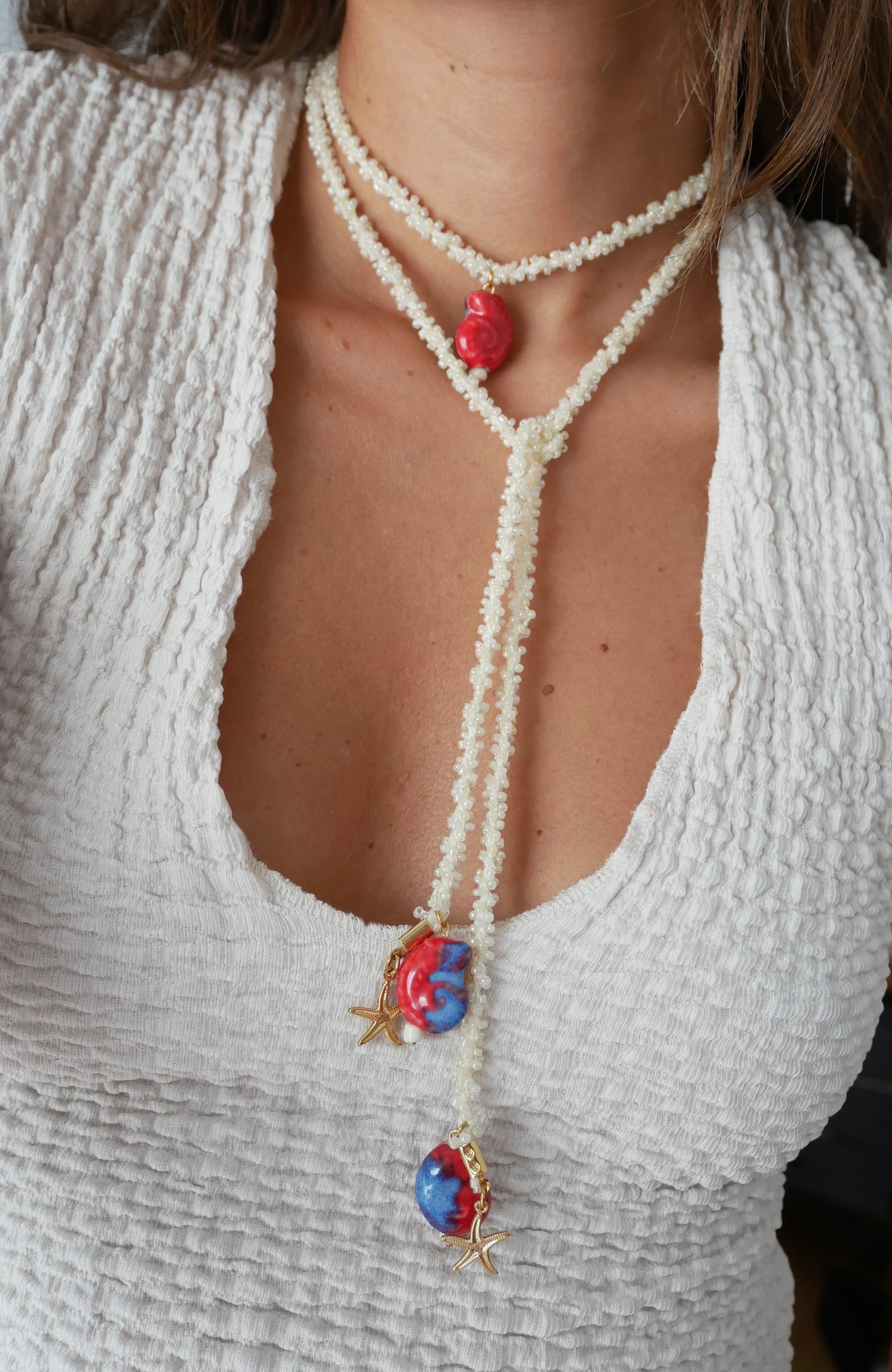 COLLAR VETTA BLANCO (cordón de ganchillo con rocalla)