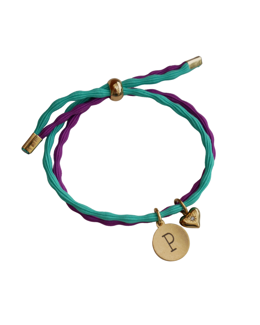 Pulseras de corazón personalizables apiladas en colores