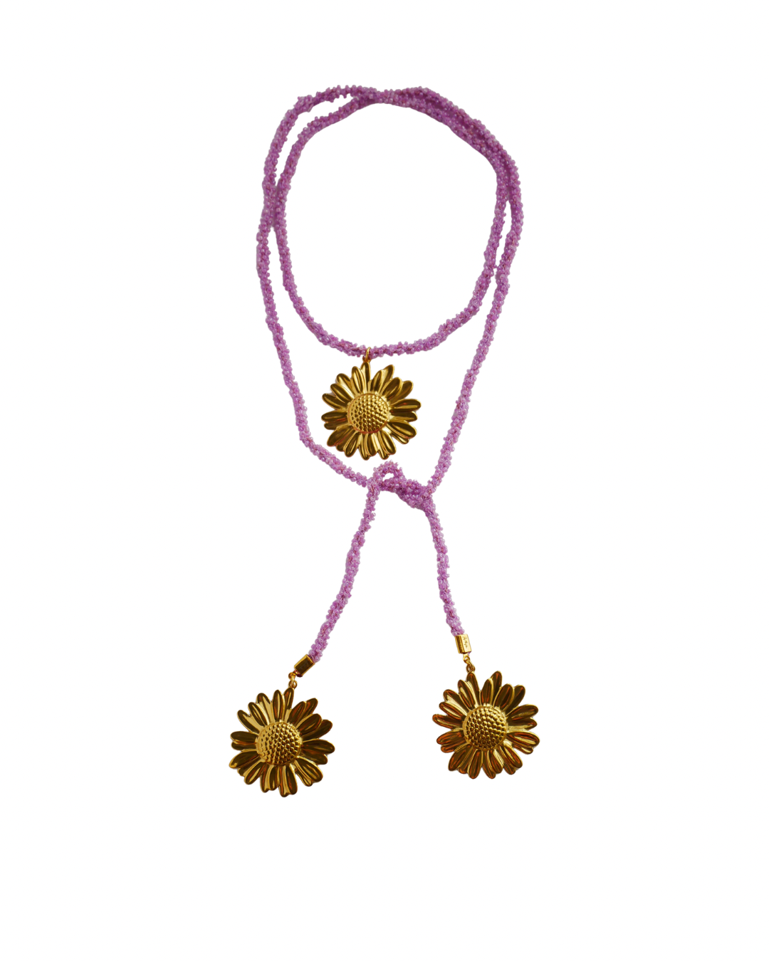COLLAR VETTA MALVA GIRASOLES (cordón de ganchillo con rocallas)