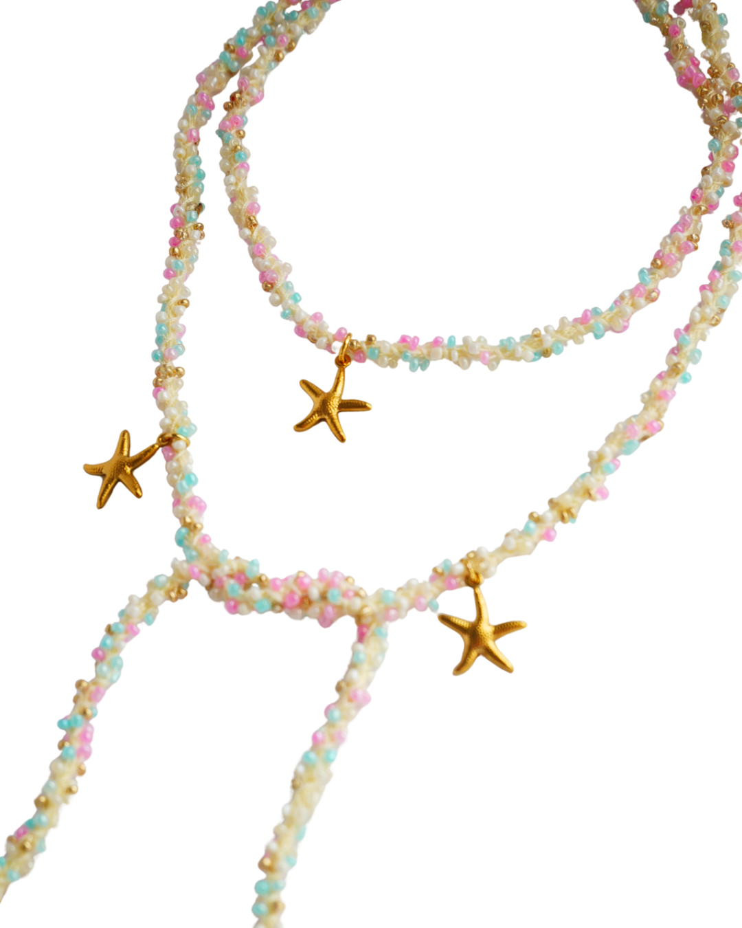COLLAR VETTA MULTICOLOR (cordón de ganchillo con rocallas)
