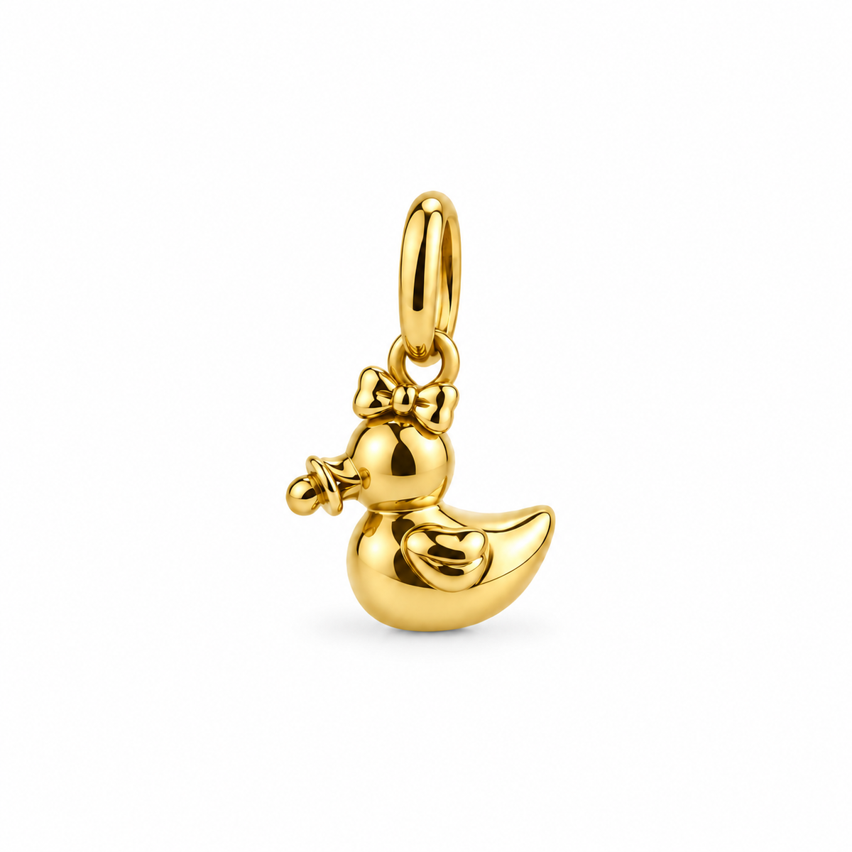 Charm bebé patito niña con lazo y chupete, acero dorado — Ayutthaya&me
