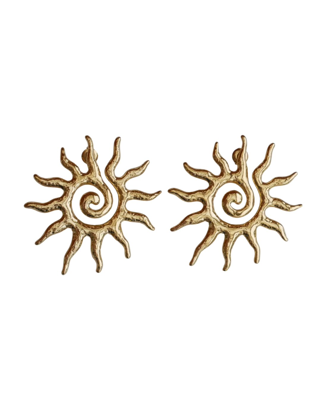 Pendientes de sol maxi dorados de acero inoxidable
