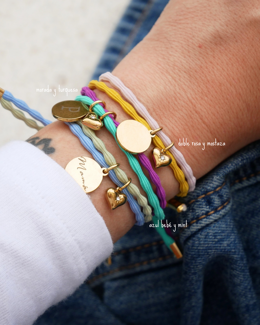 PULSERAS DOBLE CORAZÓN CIRCONITA PERSONALIZABLE (unidad)