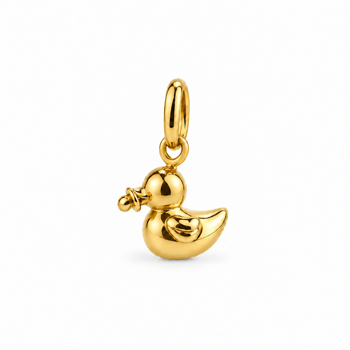 Charm bebé patito niño con chupete, acero dorado — Ayutthaya&me