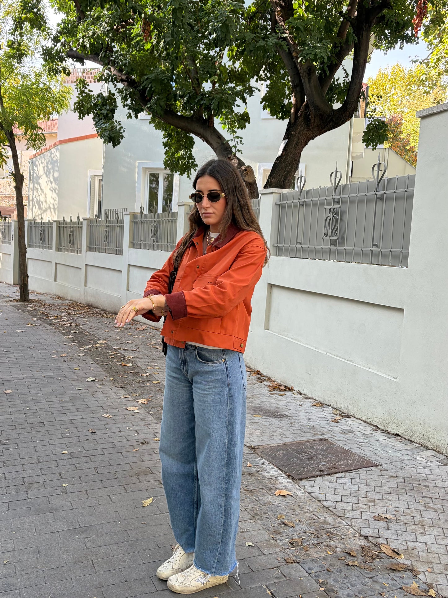 CHAQUETA COMBINADA TEJA