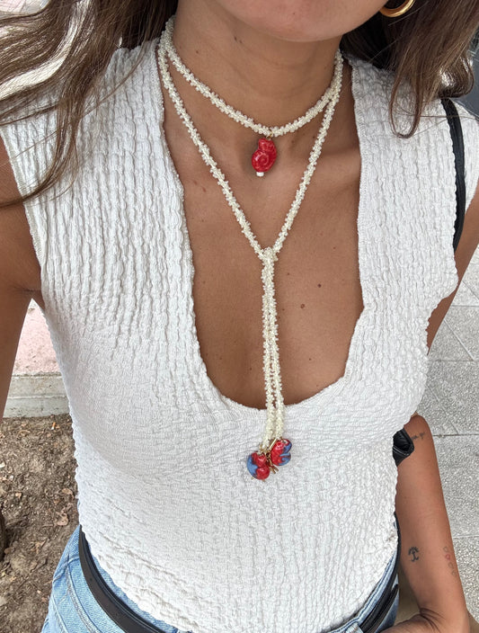 COLLAR VETTA BLANCO (cordón de ganchillo con rocalla)