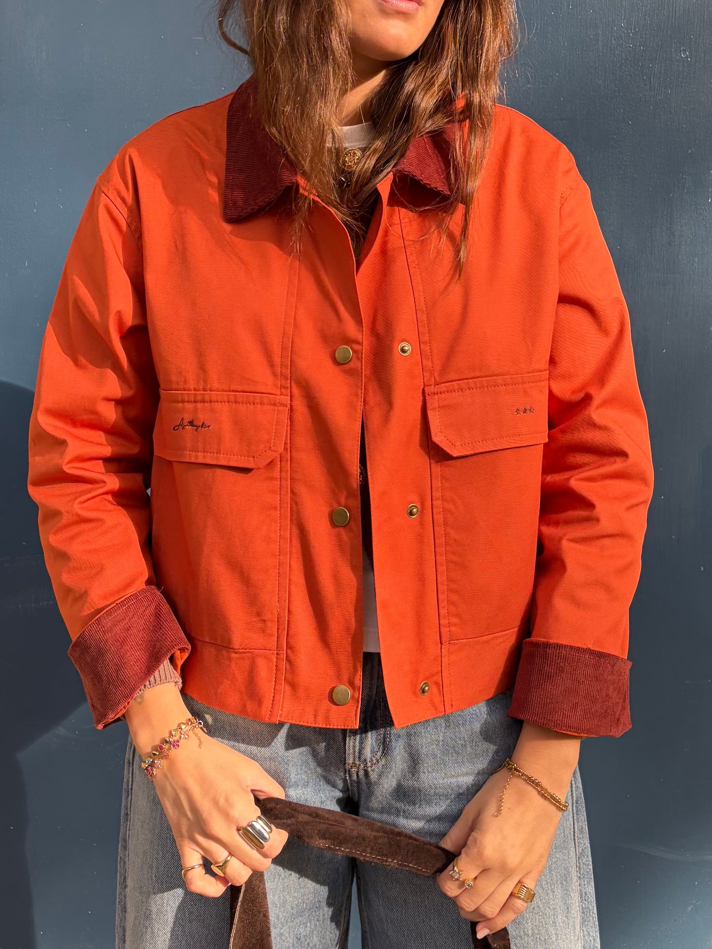 CHAQUETA COMBINADA TEJA