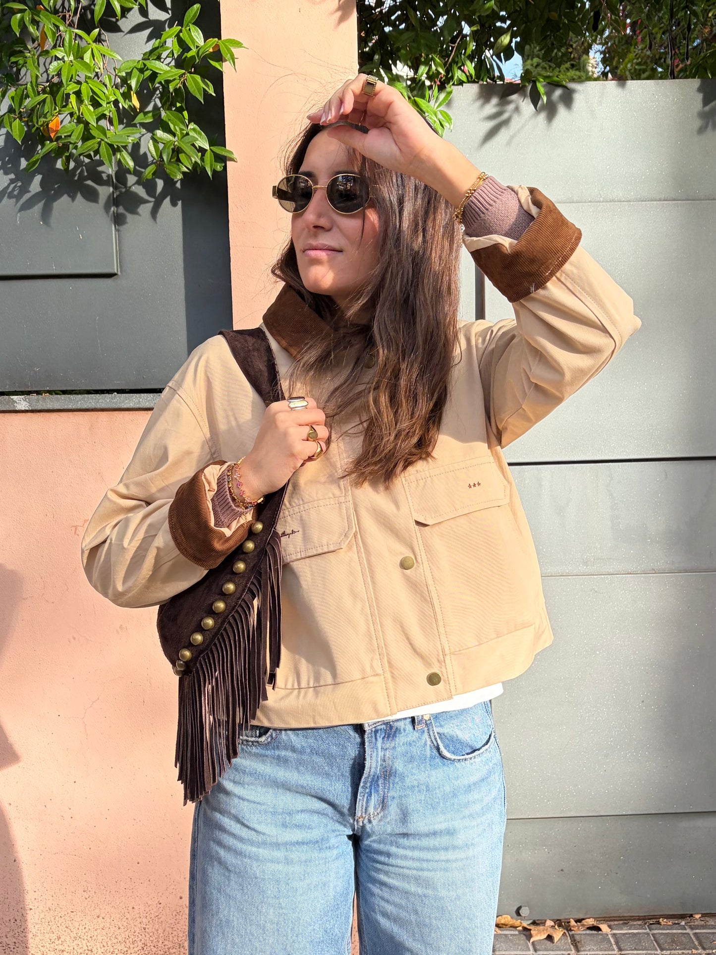 CHAQUETA COMBINADA BEIGE