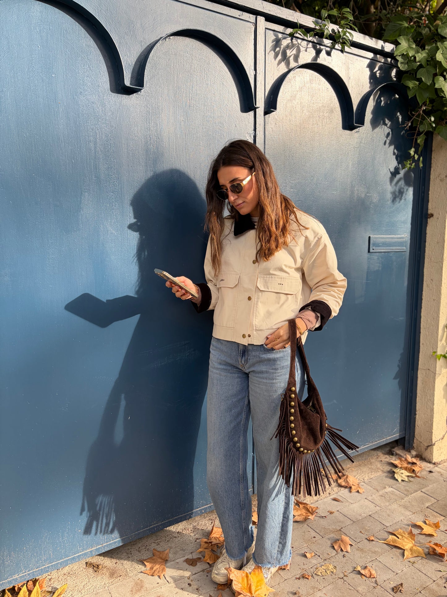 CHAQUETA COMBINADA BLANCO ROTO