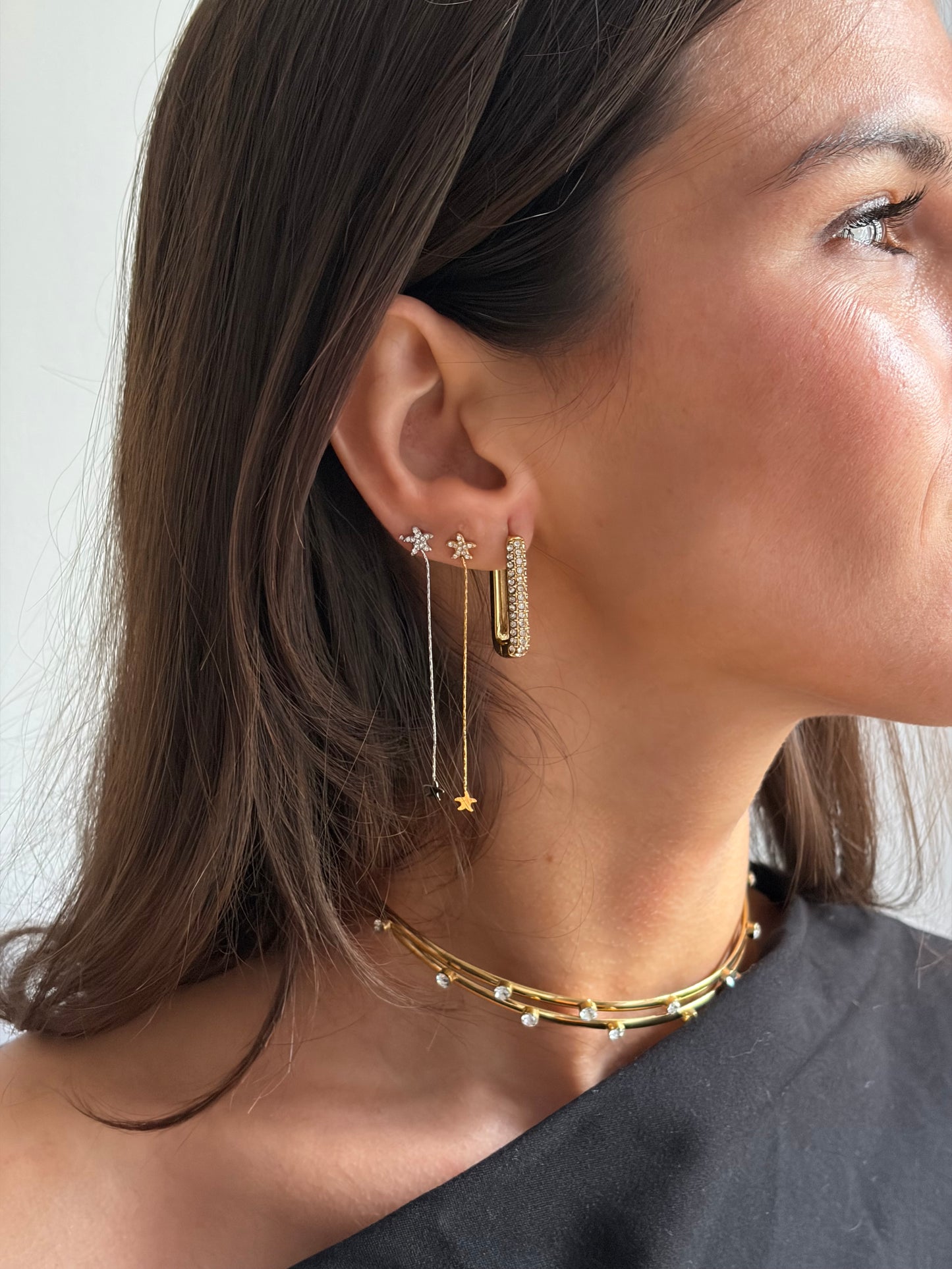 PENDIENTE MINI ESTRELLA TIRA CIRCONITAS (UNIDAD)