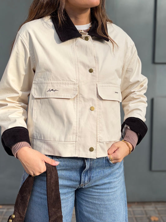 CHAQUETA COMBINADA BLANCO ROTO