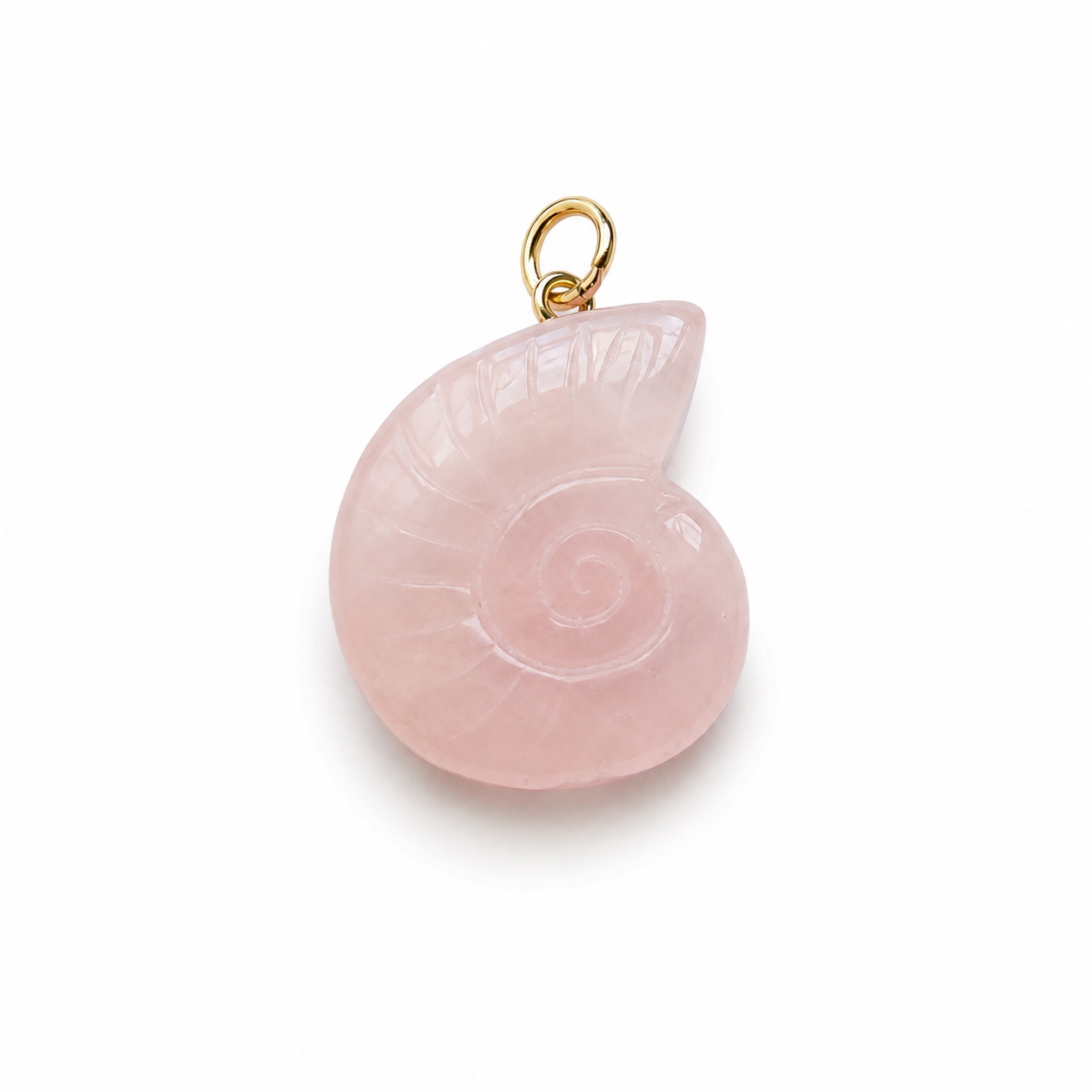 Charm caracola tallada en cuarzo rosa natural para cordón magnético — Ayutthaya&me