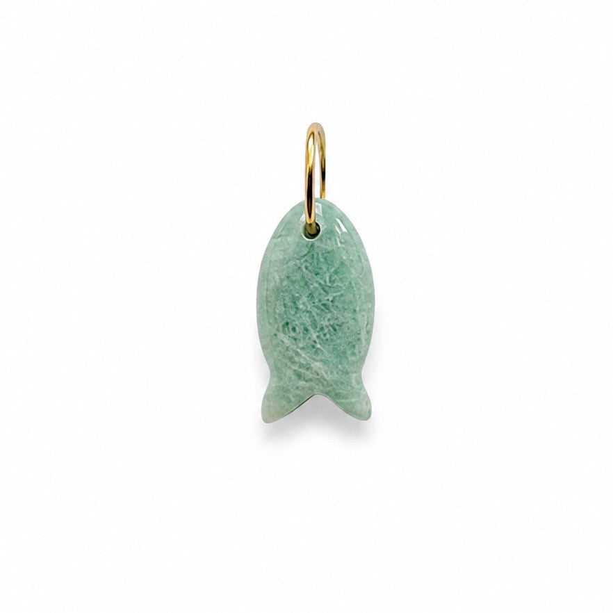 Charm pez tallado en amazonita natural para cordón magnético — Ayutthaya&me