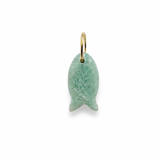 Charm pez tallado en amazonita natural para cordón magnético — Ayutthaya&me