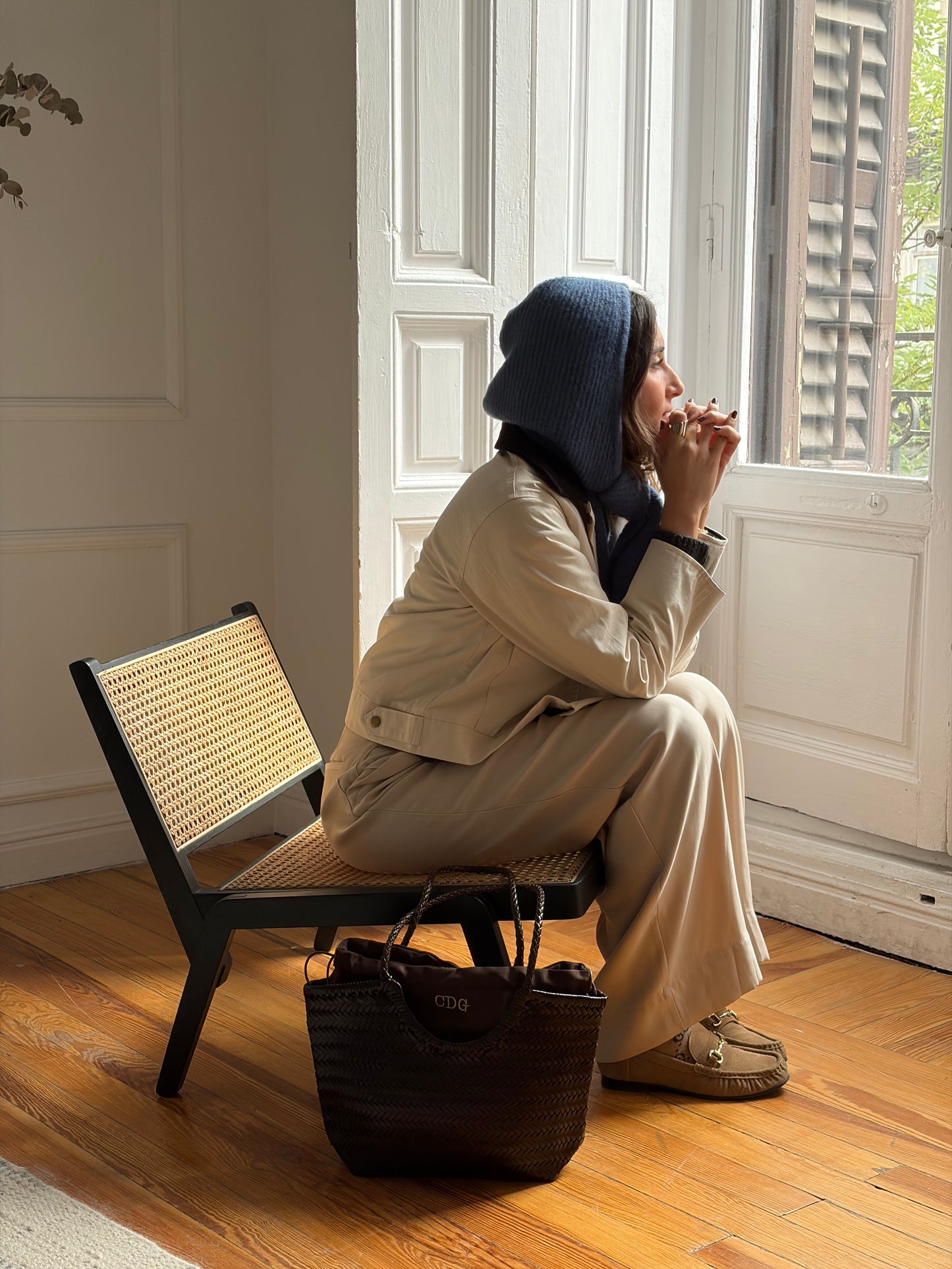 CAPUCHA PUNTO CANALÉ AZUL (con lana y alpaca)