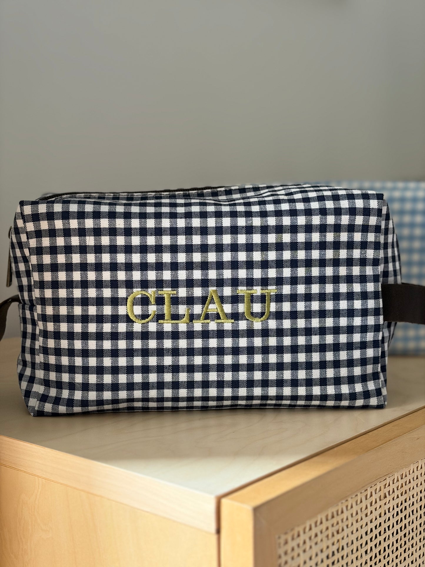 NECESER VICHY AZUL MARINO (asas piel)