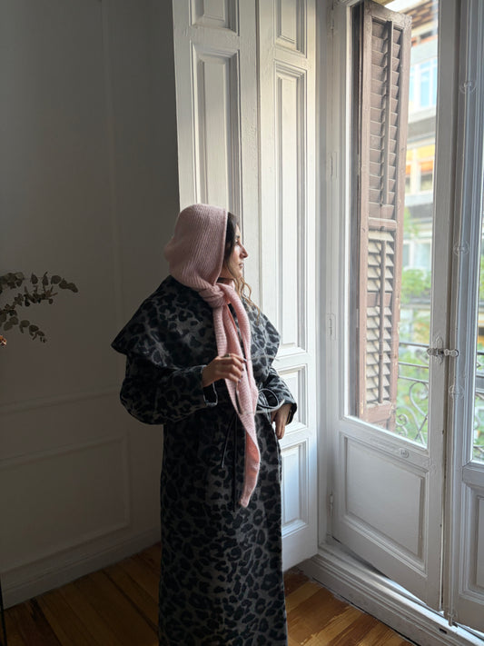 CAPUCHA PUNTO CANALÉ ROSA BEBÉ (con lana y alpaca)