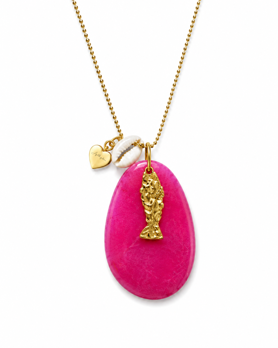 COLLAR NÓMADA MULTIPOSICIÓN FUCSIA (ágata natural)