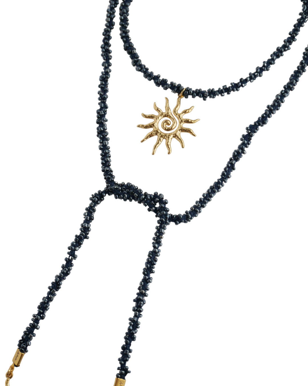 COLLAR VETTA AZUL NAVY (cordón de ganchillo con rocallas)