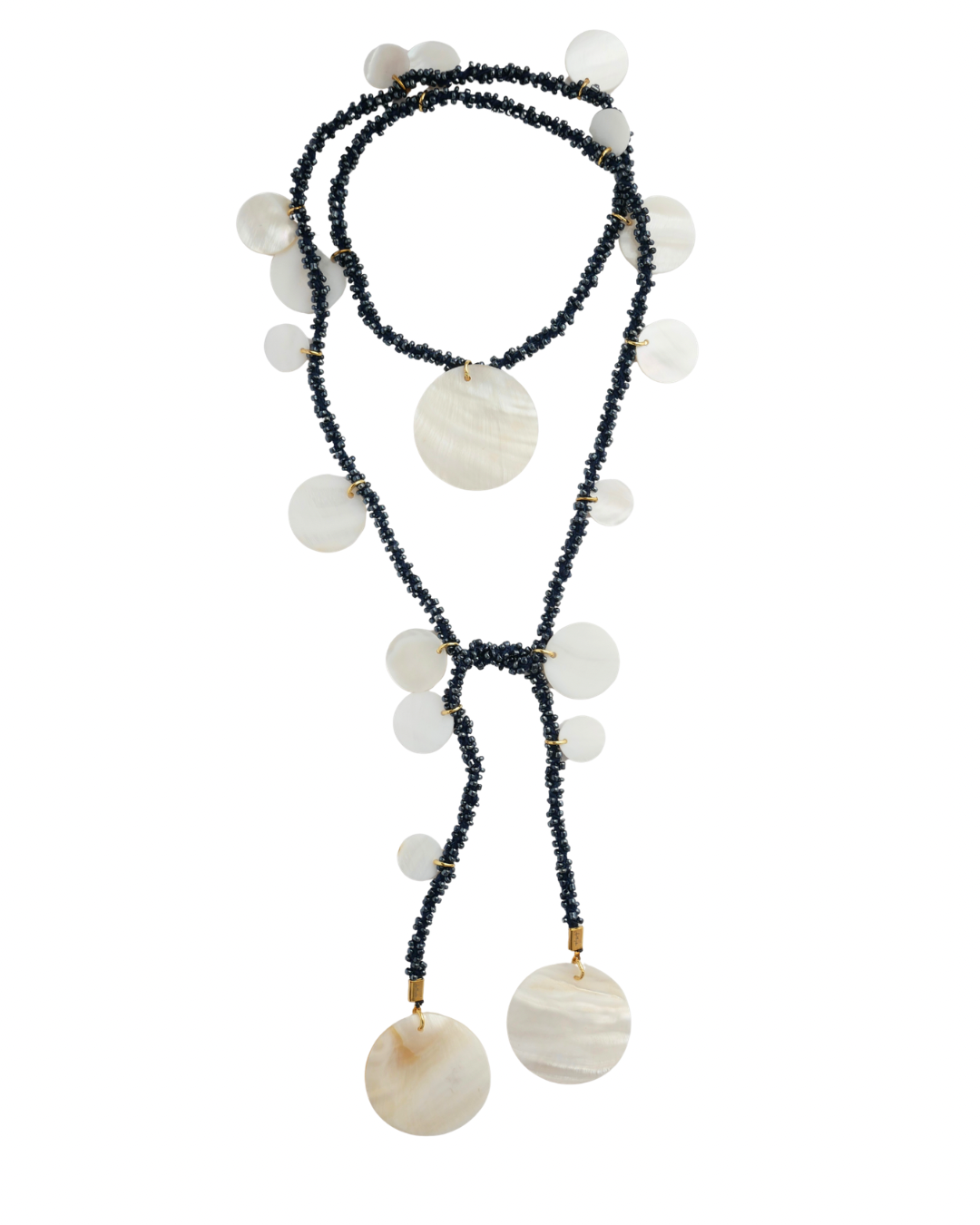 COLLAR VETTA AZUL NAVY CON NÁCAR (cordón de ganchillo con rocallas y nácar)