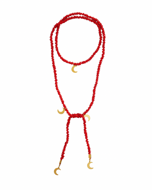 COLLAR VETTA ROJO (cordón ganchillo con rocalla)